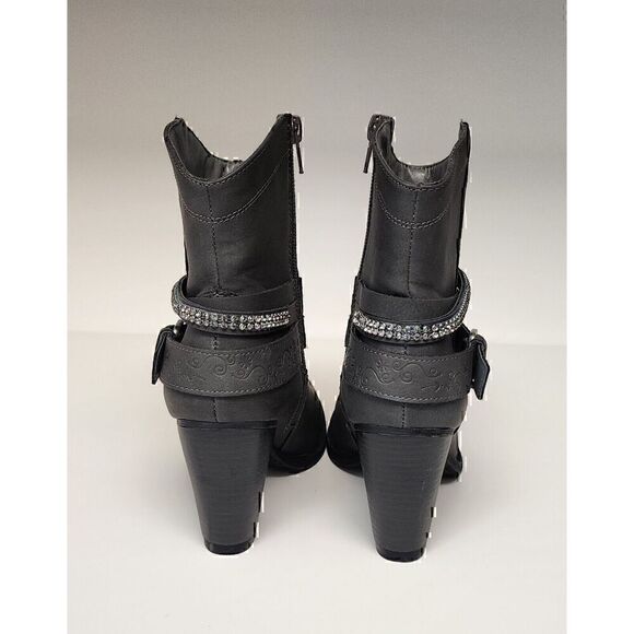 Daisy Fuentes 6M Valentina women's Western Ankle Bootie Gray Faux Leather - Picture 5 of 8